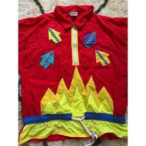 Vintage Colorful Jacket Wind Breaker sz L, retro red yellow bright Mureli ARROWS